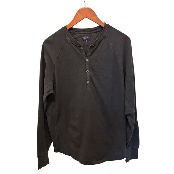 GOOD MAN Men's Long Sleeve Legend Henley Tee Medium Black 100% Cotton - Picture 3 of 11